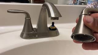 Hot and cold Pfister Cartridge replacement on a bathroom faucet [upl. by Gannes696]