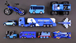 Learning Blue Street Vehicles for Kids  Hot Wheels Matchbox Tomica トミカ Cars and Trucks Tayo 타요 [upl. by Ardnaxila]