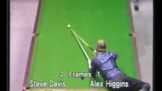 Unusual shot by Alex Hurricane Higgins to beat Steve Davis  Snooker [upl. by Anihpesoj693]