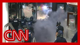 Violent George Floyd protests at CNN Center unfold live on TV [upl. by Lengel]