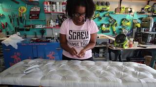 Upholstery Tufting Hack  How To Do Diamond Tufting [upl. by Jorry]