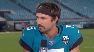 Gardner Minshew on Mustache After Jags Win quotScrew yall Im doing this myselfquot  NFL [upl. by Atinuj477]