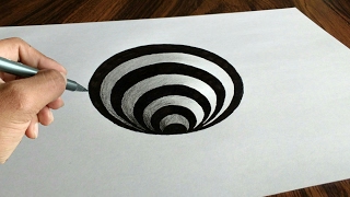 Very Easy 3D Trick Art How to Draw a Round Hole on Paper [upl. by Eniamzaj]