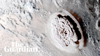 Tonga underwater volcanic eruption creates tsunami waves [upl. by Fahy837]