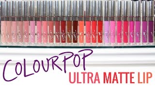 ColourPop Ultra Matte Lip Swatches [upl. by Irolam204]