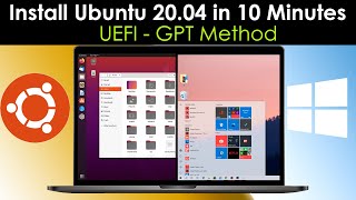 How to Dual Boot Ubuntu 2004 LTS and Windows 10  2022   UEFI  GPT Method [upl. by Eldoree]