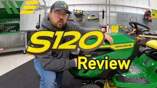 2021 John Deere S120 Riding Mower Walkaround and Mower Review [upl. by Anabella]