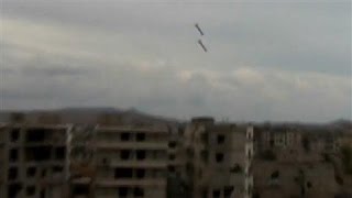 Video Captures Bombs Exploding in Syrian City of Daraya [upl. by Leibarg]