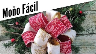 DIY MOÑO NAVIDEÑO 🌲Fácil 😉 para DECORAR CORONA de NAVIDAD [upl. by Satsoc]