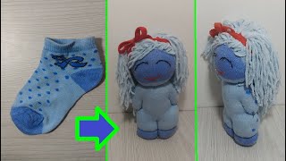 como hacer una muñeca con una media reciclaje de calcetines [upl. by Yoshiko]