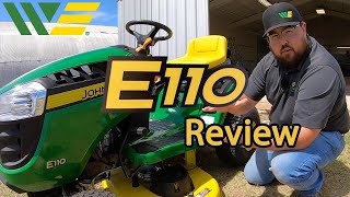 John Deere E110 Riding Lawn Tractor Mower Review and Walkaround [upl. by Schinica]