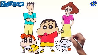 Shinchan Drawing  How to Draw Shin chan family Step by Step [upl. by Nayllij]