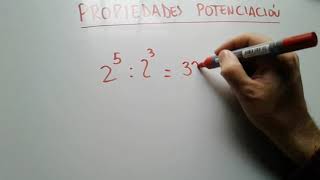 PROPIEDADES DE LA POTENCIACION DIVISION DE POTENCIAS DE IGUAL BASE EN MATEMATICA [upl. by Olsson]