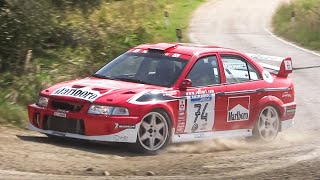 Mitsubishi Lancer Evo VI Rally Car Starts Action amp Turbo AntiLag Backfires [upl. by Grimbly]