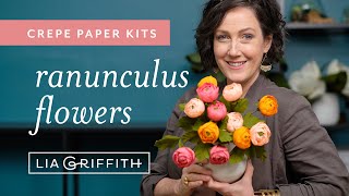 Crepe Paper Ranunculus Flower Kit full tutorial [upl. by Shriver922]