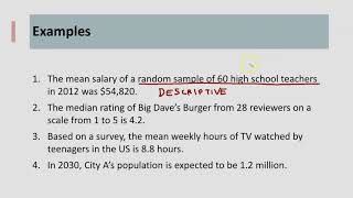 Descriptive vs Inferential Statistics [upl. by Elahcim792]