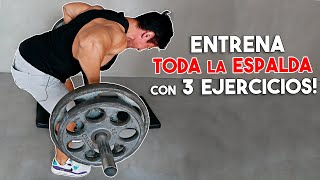 Entrena TODA la ESPALDA EN CASA con barra con 3 ejercicios [upl. by Analaj]