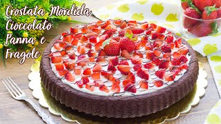 Crostata Morbida Cioccolato Panna e Fragole  Ricetta Torta di San Valentino  55Winston55 [upl. by Aymahs191]