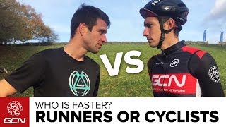 Running Vs Cycling  Who Is Faster  GCN Or GTN [upl. by Giguere]