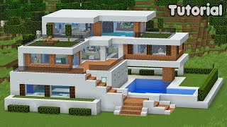 Minecraft Tutorial How to Build a Modern Mansion House  Easy [upl. by Revorg]