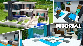 Minecraft Large Modern House 27 Interior Tutorial Easy [upl. by Shaylynn]