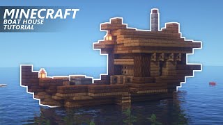 Minecraft How to Build a Boat House  Small Ship Tutorial [upl. by Okihsoy]