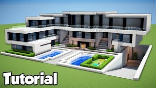 Minecraft How to Build a Large Modern House  Tutorial [upl. by Arza]