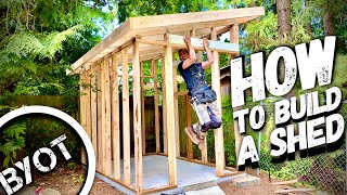 BUILDING A LEAN TO SHED  START TO FINISH Part 1 of 2 [upl. by Yllod]