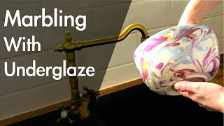 Marbling With Underglaze On Pottery [upl. by Dallon]