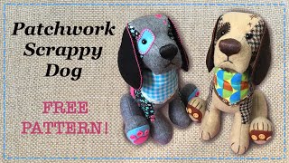 Patchwork Scrappy Dog  FREE PATTERN  Full step by step Tutorial with Lisa Pay [upl. by Ayotas167]