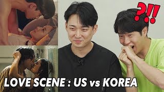 Korean men react to love scene  US vs Kdramas [upl. by Saxela]