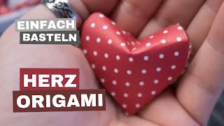 ORIGAMI HERZ basteln einfach aus Papier falten und verschenken [upl. by Naziaf]