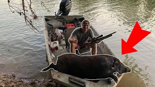 Hunting GIANT Pigs In The River Catch Clean Cook [upl. by Alyhc]