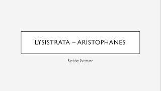 Aristophanes Lysistrata Summary amp Analysis [upl. by Arbrab]