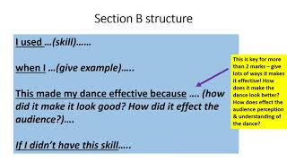 Exam tips Performance Skills GCSE Dance Section B Revision [upl. by Dlonyar]