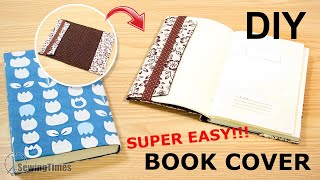 DIY EASY BOOK COVER  How to make a book sleeve of any sizes sewingtimes [upl. by Sawyor]