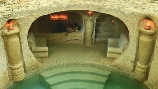 Full Video  69Day Build Underground House amp Underground Private Living Room With Swimming Poo [upl. by Nutsud]