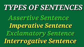 Types of Sentences  Assertive Imperative Exclamatory and Interrogative [upl. by Dace]