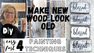 4 Painting Techniques to make NEW wood Look OLD amp DISTRESSED [upl. by Farnsworth]