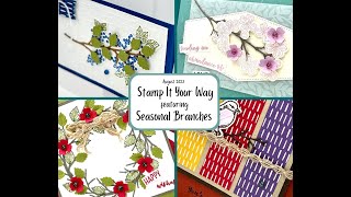 4 beautiful cards using Seasonal Branches Stampin Up [upl. by Olatha]