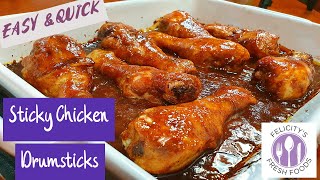 STICKY CHICKEN DRUMSTICKS WITH BBQ SAUCE [upl. by Trab]