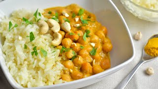 Curry de Garbanzos con arroz basmati  ¡Mi NUEVA RECETA FAVORITA [upl. by Roberta]