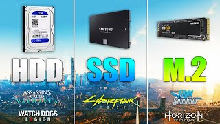 M2 NVME vs SSD SATA vs HDD  Loading Times in Games [upl. by Konikow699]