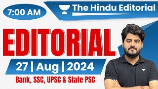 27 August 2024  The Hindu Analysis  The Hindu Editorial  Editorial by Vishal sir  Bank SSCUPSC [upl. by Danziger170]