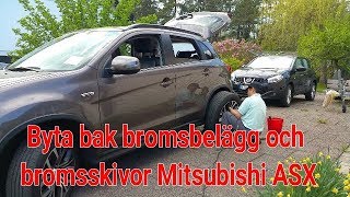 byta bak bromsbelägg amp bromsskivor Mitsubishi ASX 2015 [upl. by Ahsinoj209]