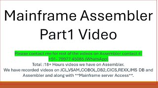 Mainframe Assembler Programming Part1  HLASM  Assembler Training [upl. by Esdnyl434]