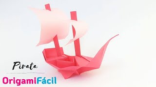 Cómo hacer un barco PIRATA de papel fácil  Origami [upl. by Clint]