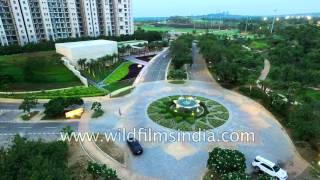 Aerial views of the DLF Magnolias and Aralias apartments in Gurgaon [upl. by Anitsyrhk]