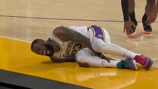 LeBron James left the Lakers game against the Hawks with an apparent right leg injury [upl. by Iv]