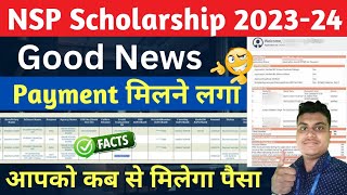 NSP Scholarship 202324😍Good News  Payment मिलने लगा  Proof🔥आपको इस दिन से मिलेगी Scholarship देखो [upl. by Bonis235]